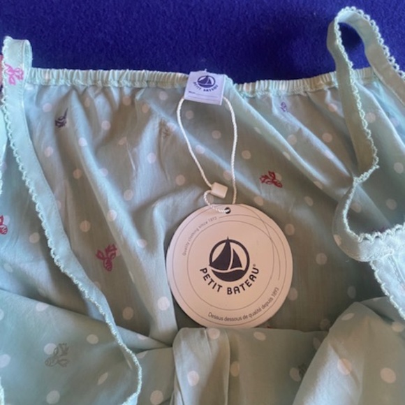 Petit Bateau (Luxury Brand) Mint Green Polka Dot Print Dress Girls Medium - Picture 2 of 4